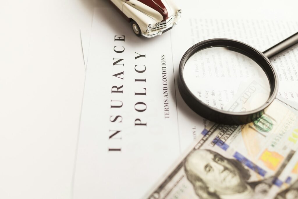Magnifying glass resting on a printed document